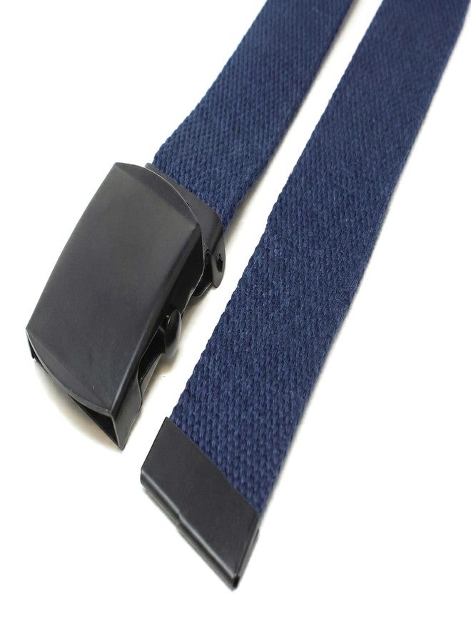 BC Belts حزام قماشي من بي سي بيلتس، تصميم عسكري، بإبزيم وطرف أسودين، طوله 56 بوصة، متوفر بألوان متعددة (أزرق داكن). - Image 4
